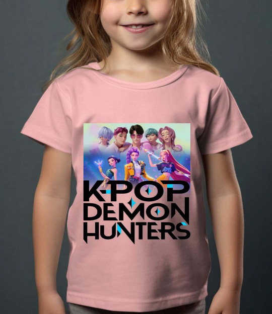 Huntrix Kpop Demon Hunters barn t-skjorte: "Kpop Girls & Saja Boys" - tilgjengelig i flere farger - størrelse 3-14 år