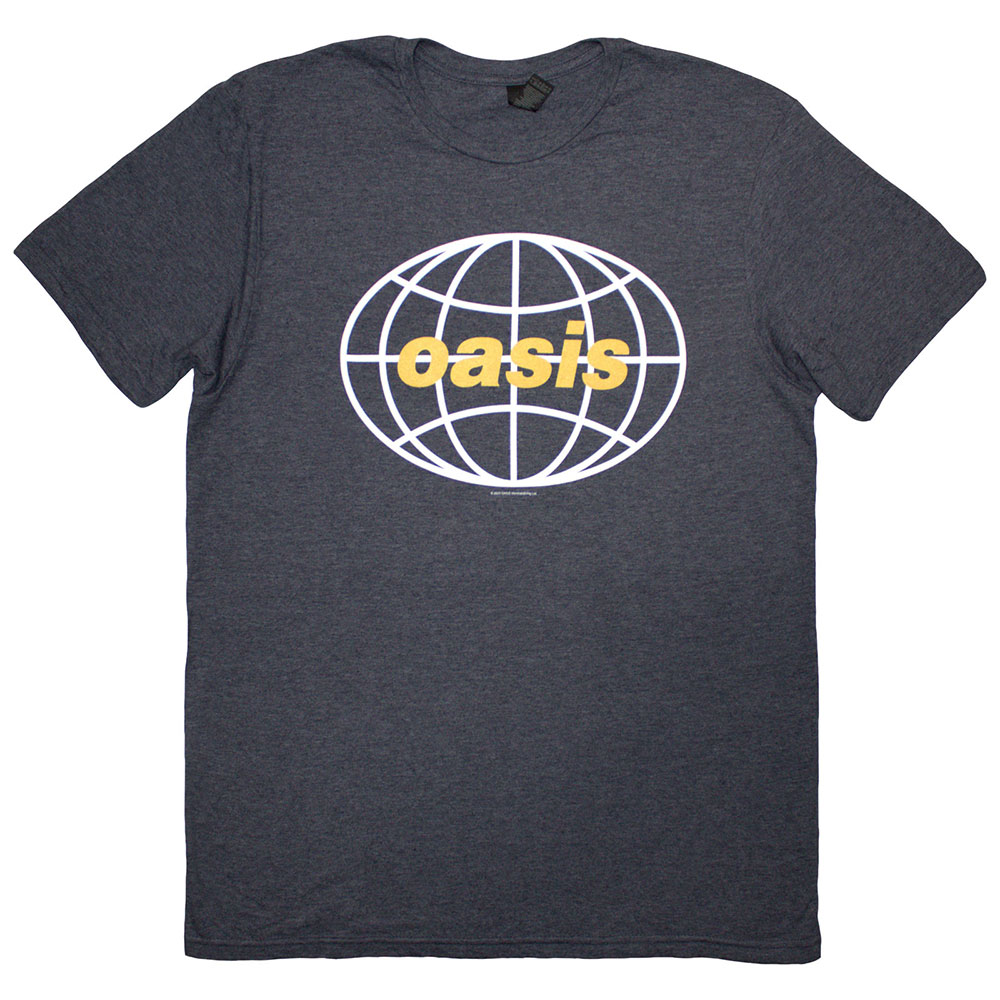 Oasis Unisex T-Shirt: Globe Logo (Navy Blue) (Large)