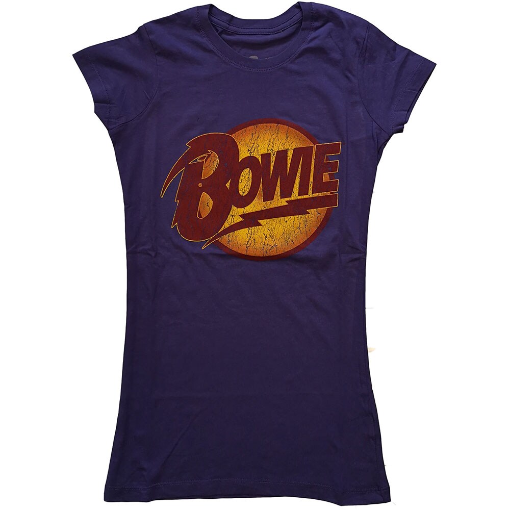 David Bowie Ladies T-Shirt: Vintage Diamond Dogs Logo (X-Small)