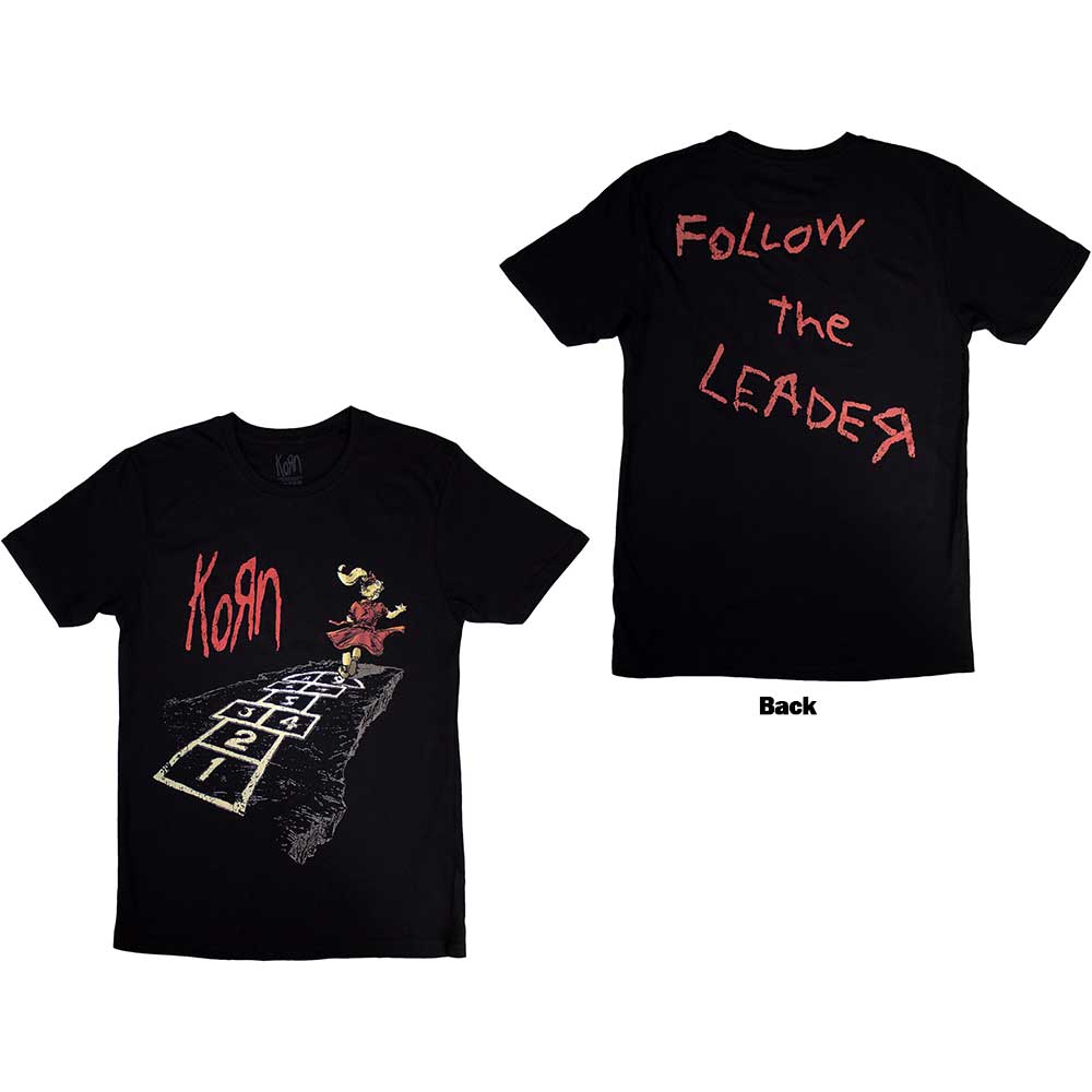 Korn Unisex T-Shirt: Follow The Leader Hopscotch (Back Print) (X-Large)