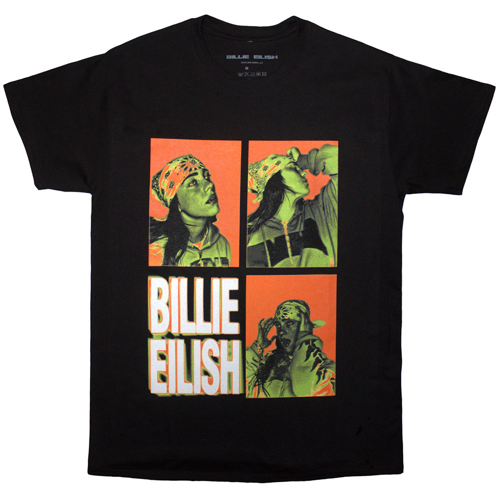 Billie Eilish Unisex T-Shirt: 3 Photo Logo (Black) (Medium)