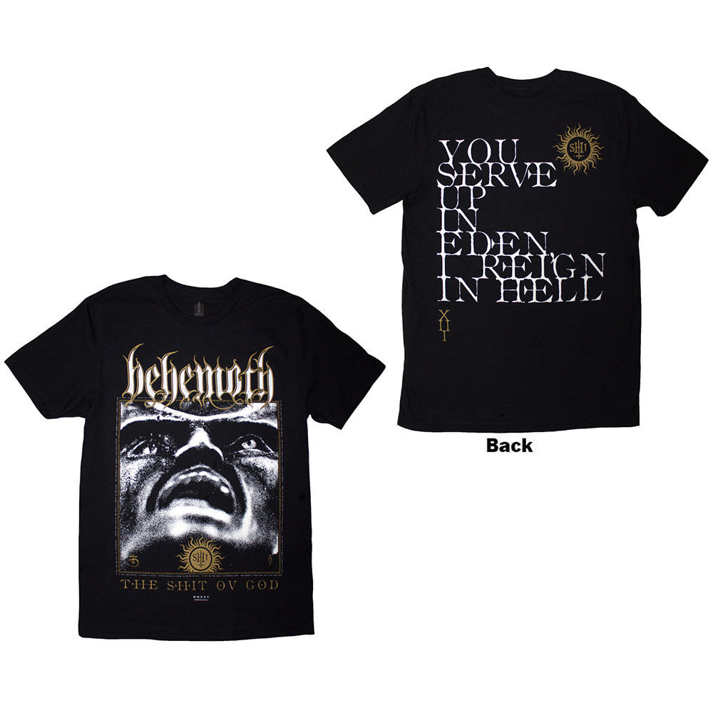 Behemoth Unisex T-Shirt: The Shit Ov God Reign In Hell (Black) (Back Print) (Large)