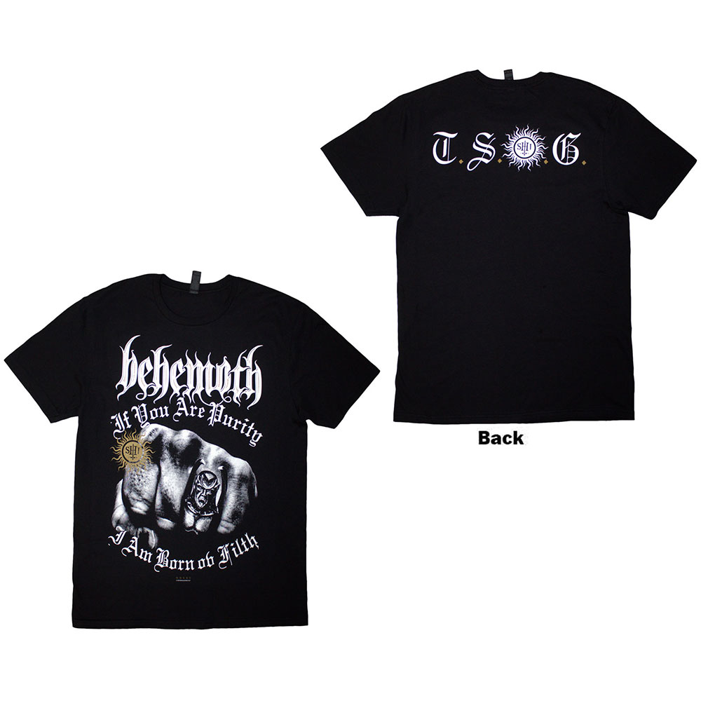Behemoth Unisex T-Shirt: The Shit Ov God Purity Fist (Black) (Back Print) (Large)