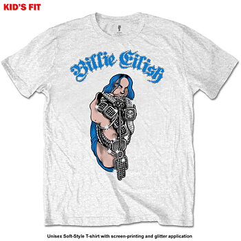 Billie Eilish Kids T-Shirt: Bling (Glitter Print) (11-12 Years)