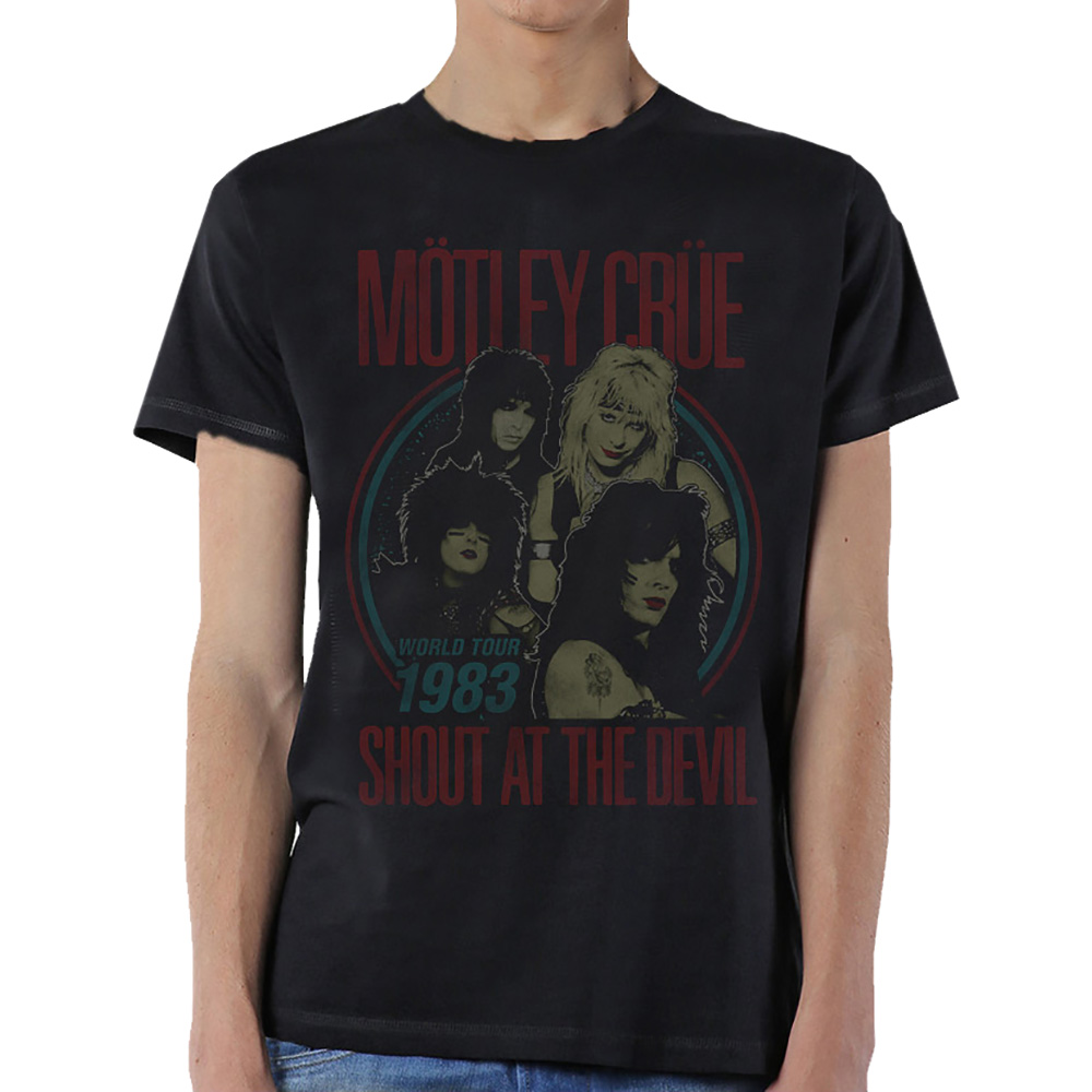 Motley Crue Unisex T-Shirt: Vintage World Tour Devil (Large)