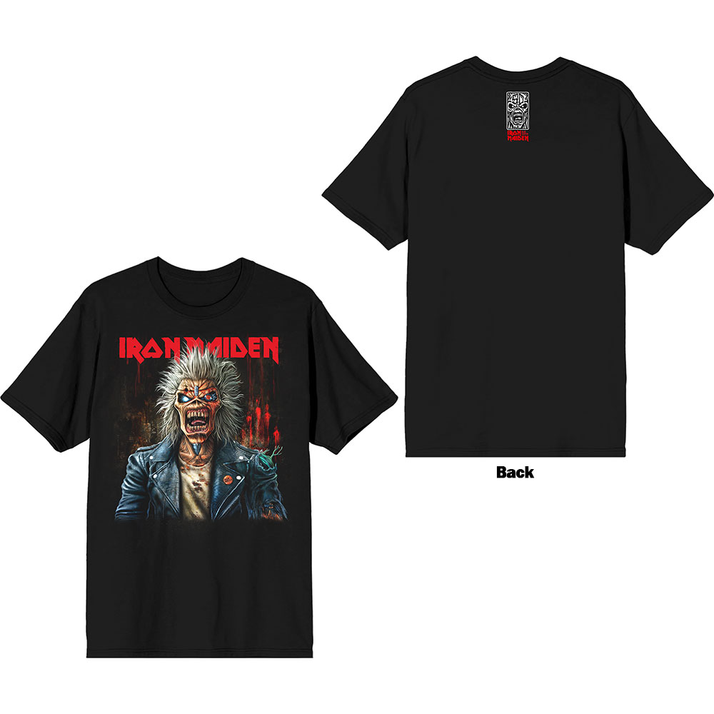 Iron Maiden Unisex T-Shirt: Est. 1975 Eddie Scream Portrait (Black) (Back Print) (Medium)