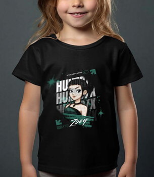 Huntrix barn t-shirt: "Zoey" - Svart - storlek 3-14 år