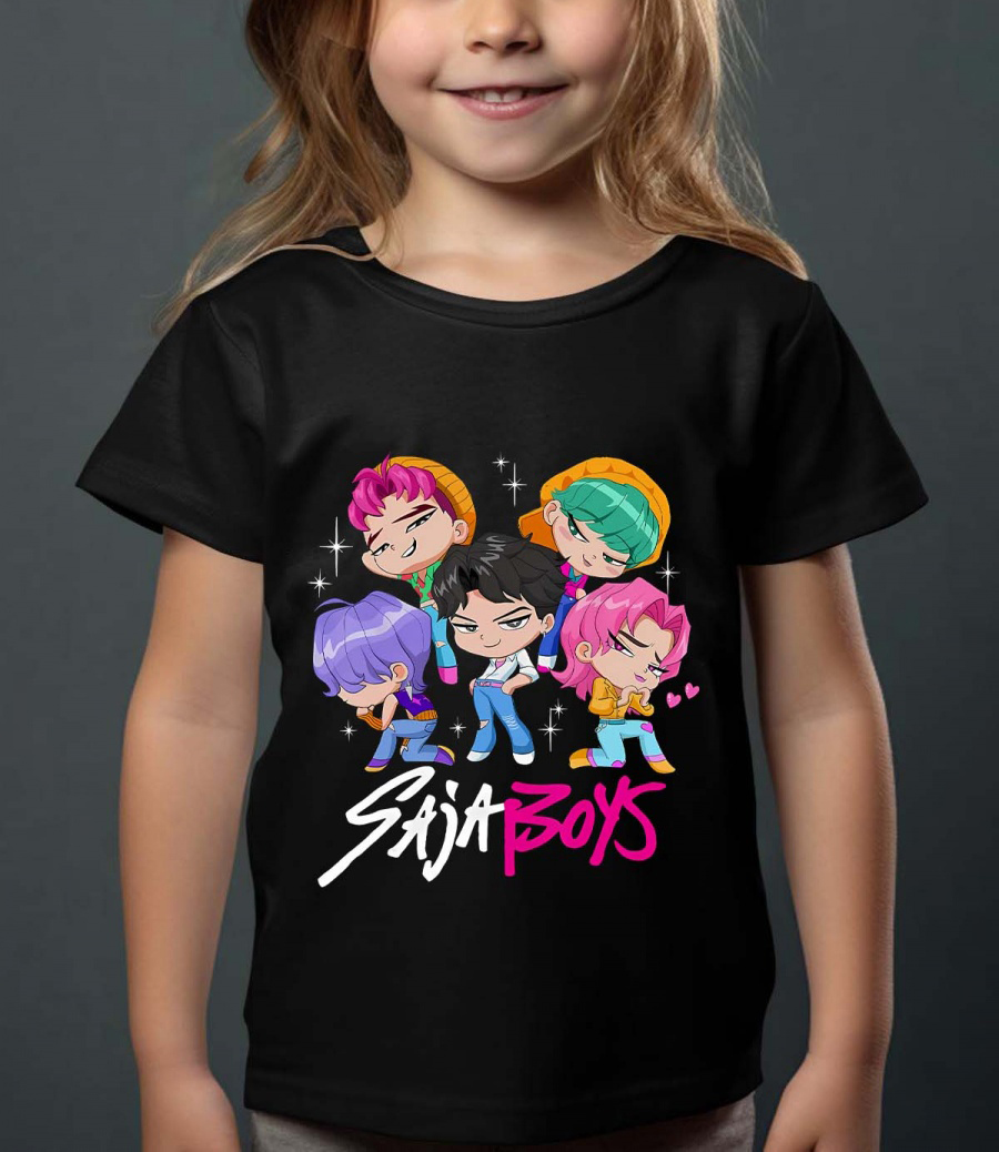 Saja Boys Kpop Demon Hunters Børn T-shirt - Mini - Sort - 100% Bomuld