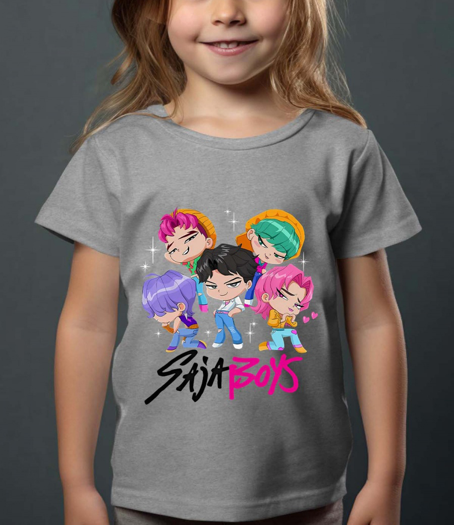 Saja Boys Kpop Demon Hunters Børn T-shirt - Mini - Grå - 100% Bomuld