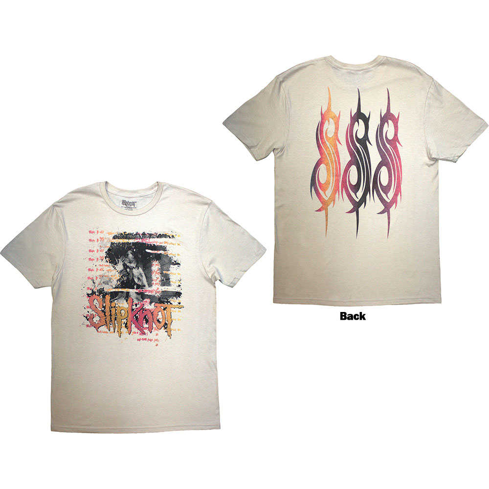 Slipknot Unisex T-Shirt: 25th Anniversary Inlay (Sand) (Back Print) (Medium)