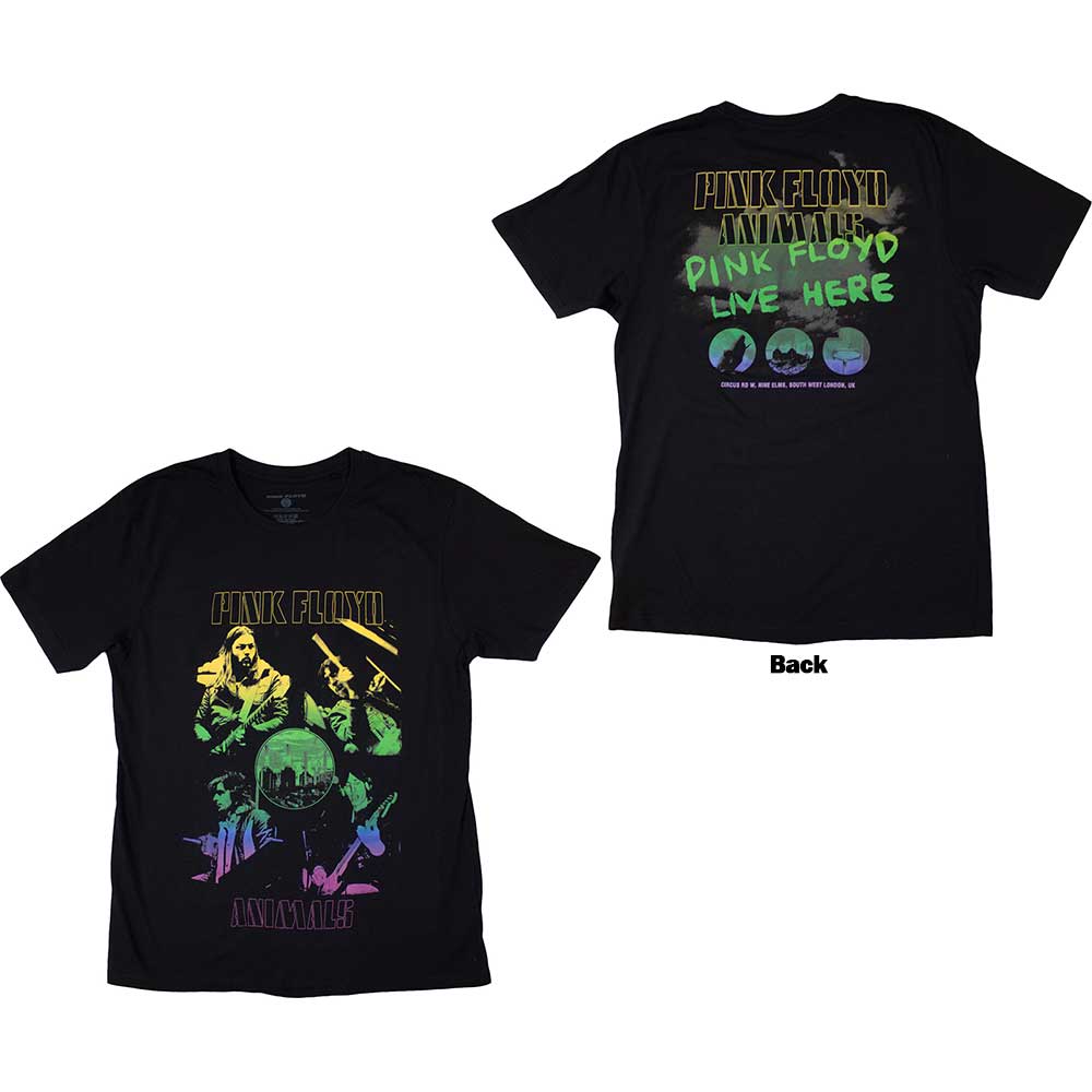 Pink Floyd Unisex T-Shirt: Animals Rainbow Photo (Back Print) (Small)