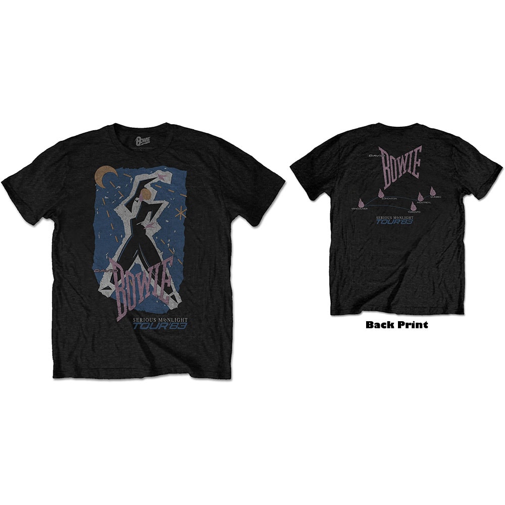 David Bowie Unisex T-Shirt: 83' Tour (Back Print) (Medium)