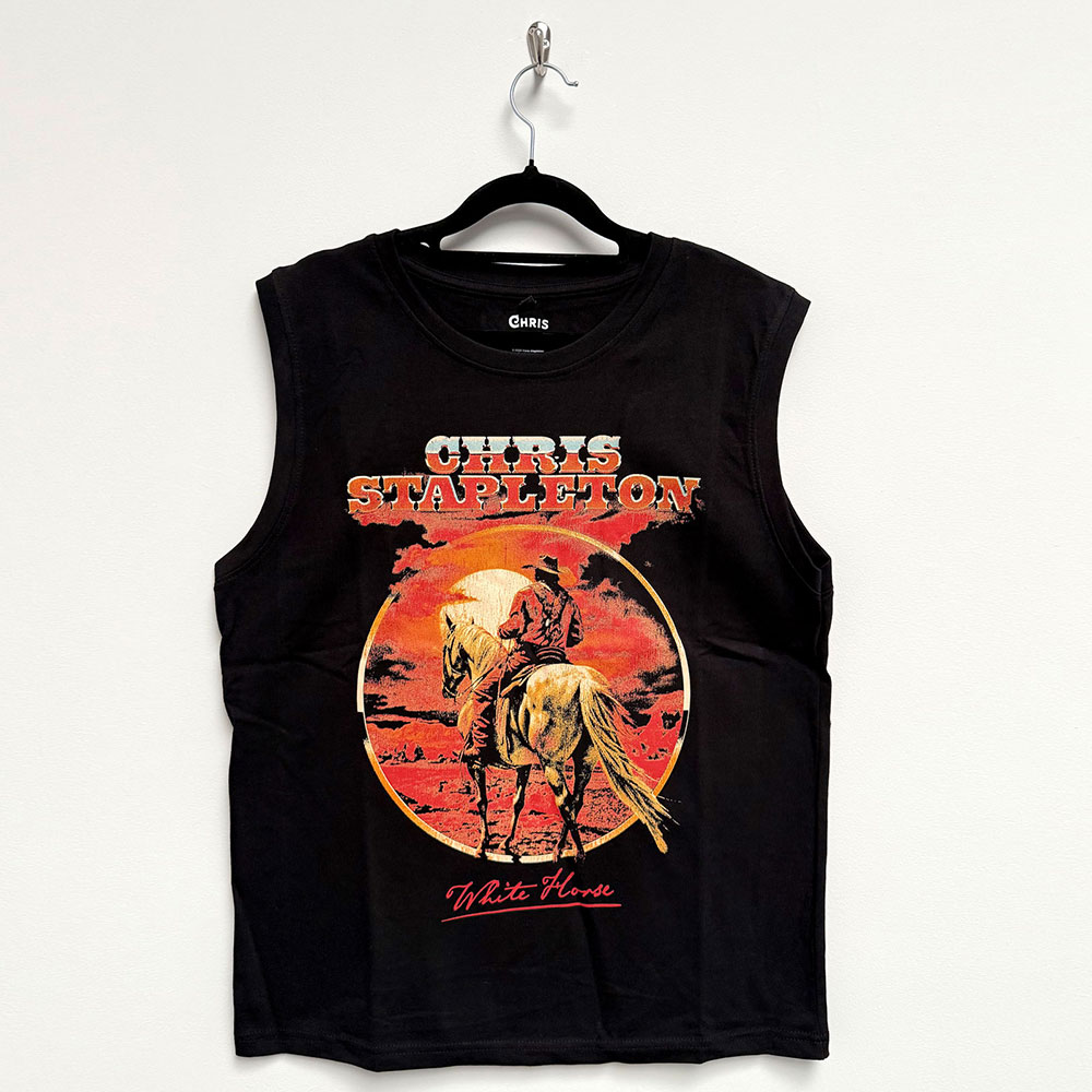 Chris Stapleton Unisex Tank T-Shirt: White Horse (Black) (X-Large)