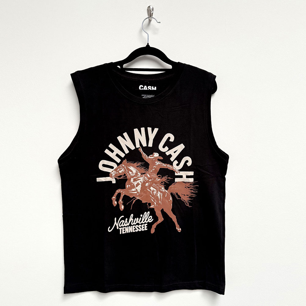 Johnny Cash Unisex Tank T-Shirt: Nashville Concert (Black) (X-Large)