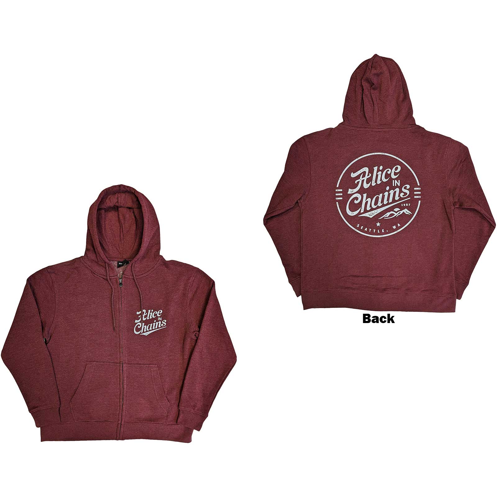 Alice In Chains Unisex Zipped Hoodie: Circle Emblem (Back Print) (Medium)