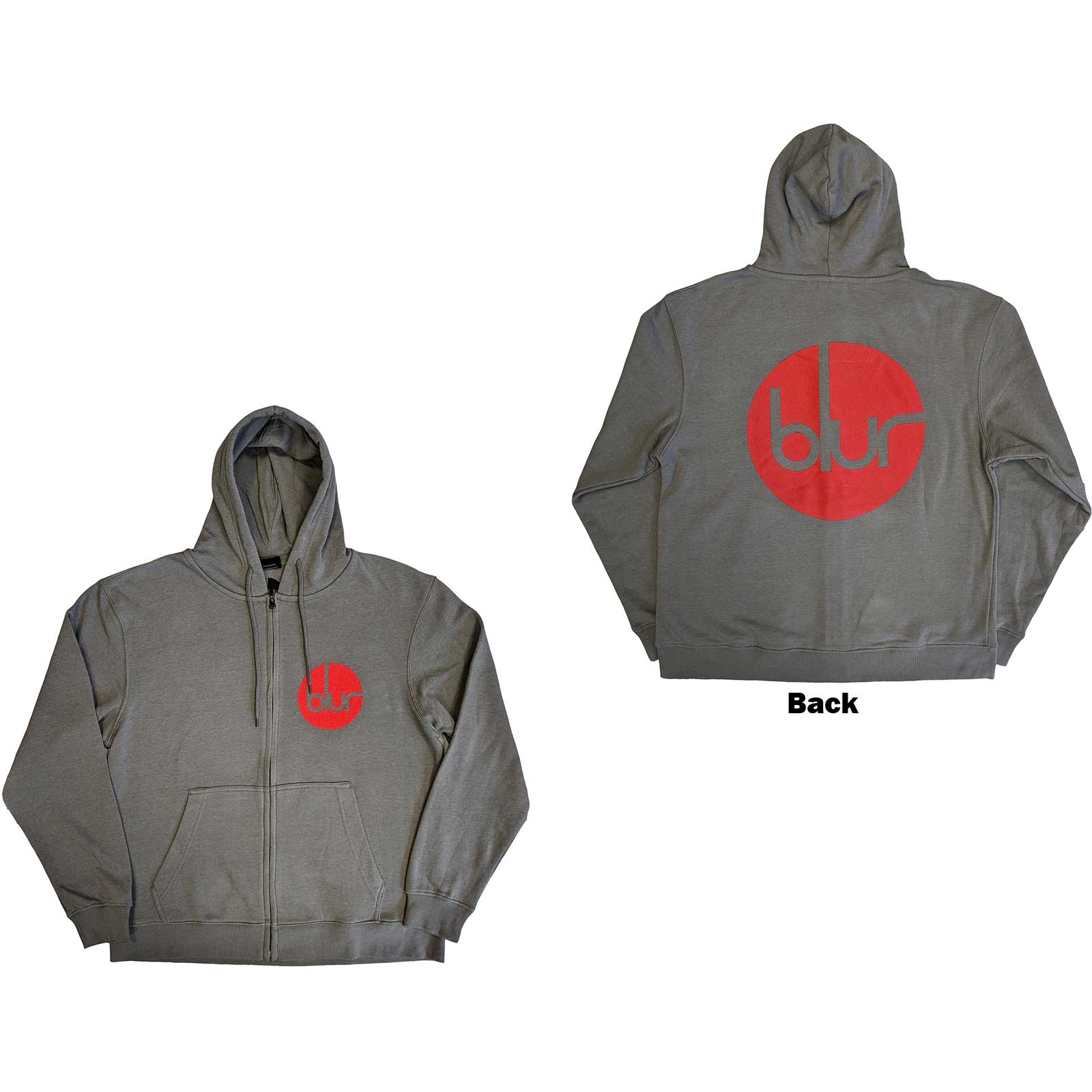 Blur Unisex Zipped Hoodie: Circle Logo (Back Print) (Medium)