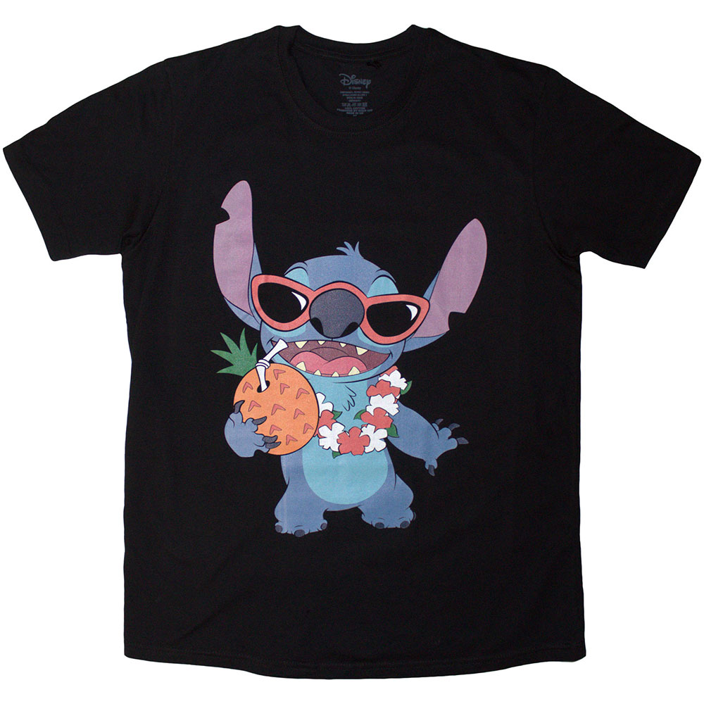 Disney Unisex T-Shirt: Lilo & Stitch Stitch Pineapple (Black) (X-Large)