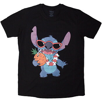 Disney Unisex T-Shirt: Lilo & Stitch Stitch Pineapple (Black) (X-Large)
