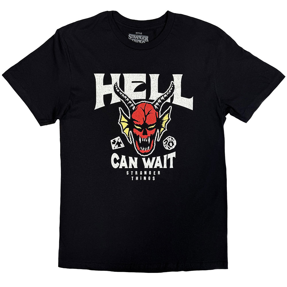 Stranger Things Unisex T-Shirt: Hell Can Wait (Black) (Large)