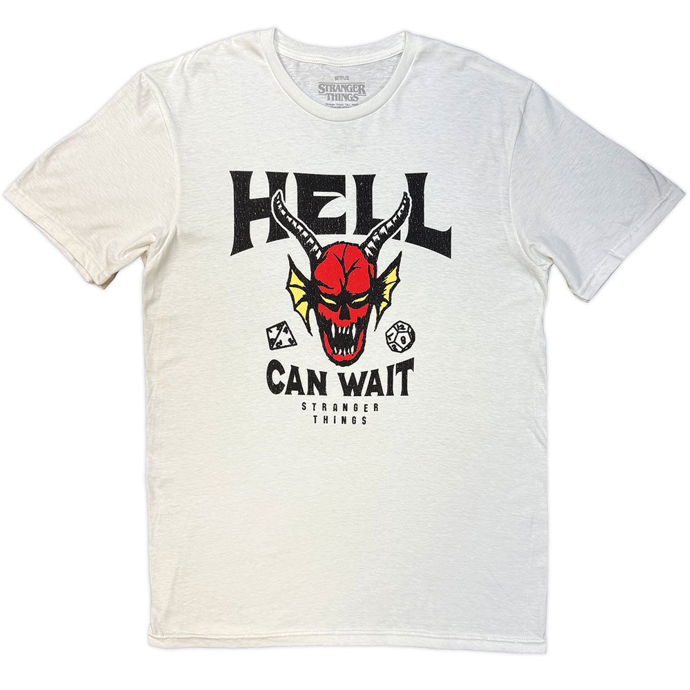 Stranger Things Unisex T-Shirt: Hell Can Wait (White) (Large)