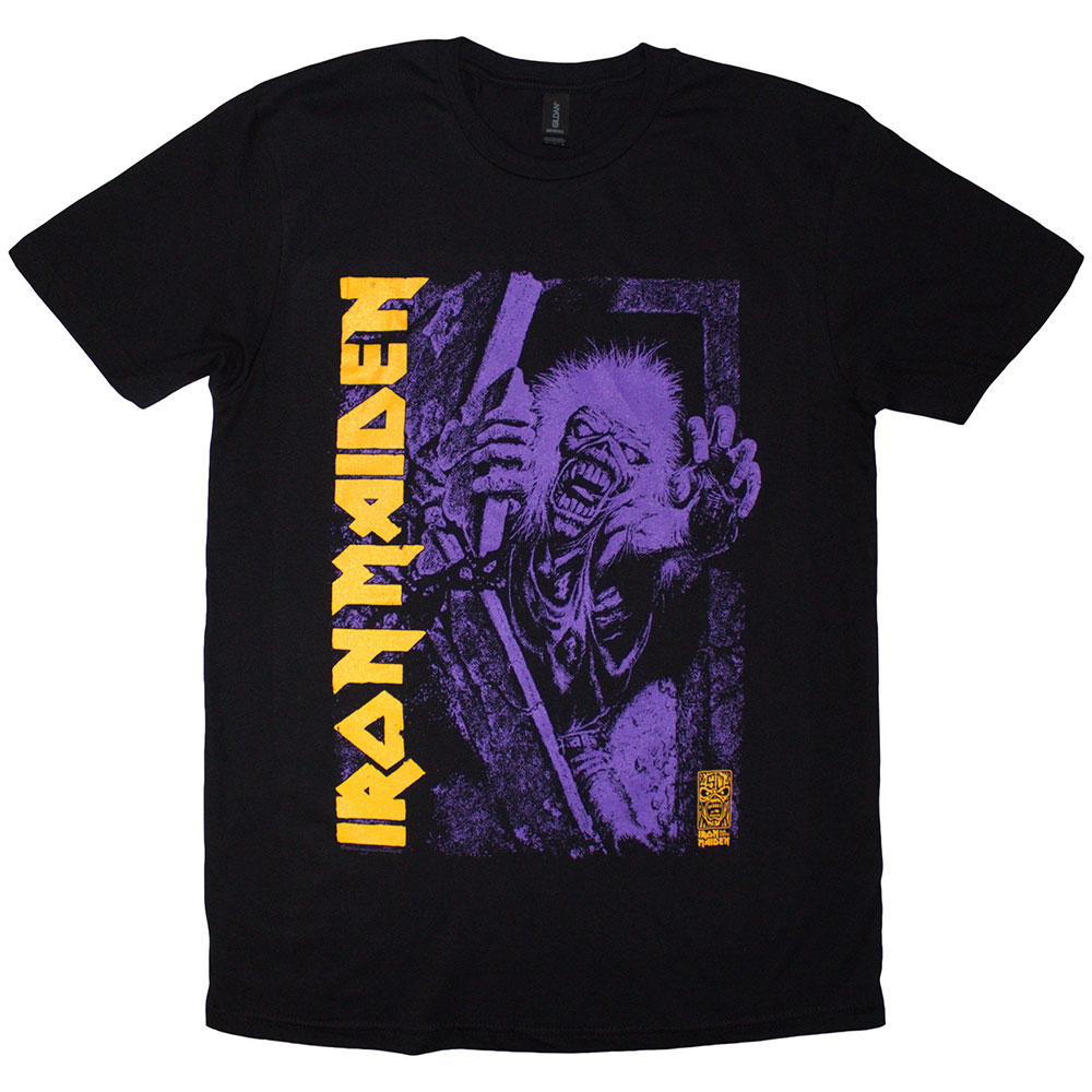 Iron Maiden Unisex T-Shirt: Est. 1975 No Prayer Grave Purple (Black) (X-Large)
