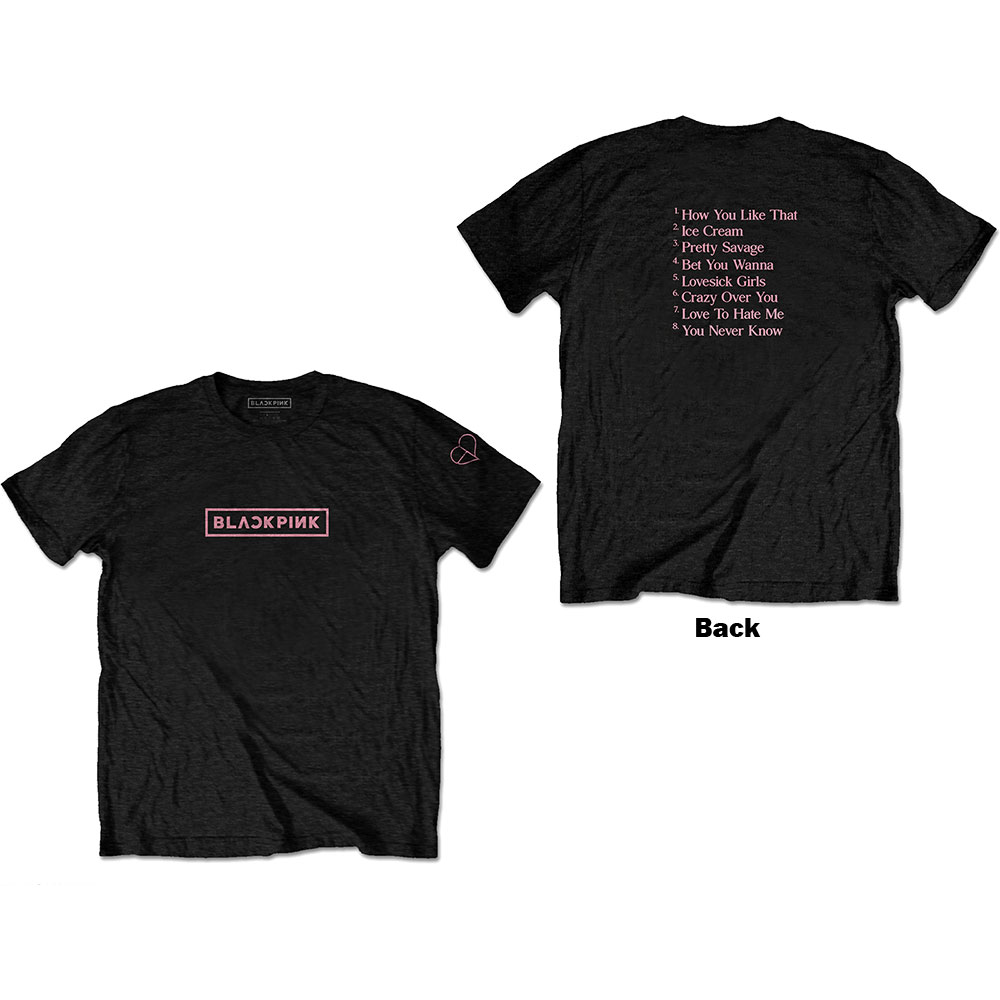 BlackPink Unisex T-Shirt: The Album Track list (Back Print) (X-Large)