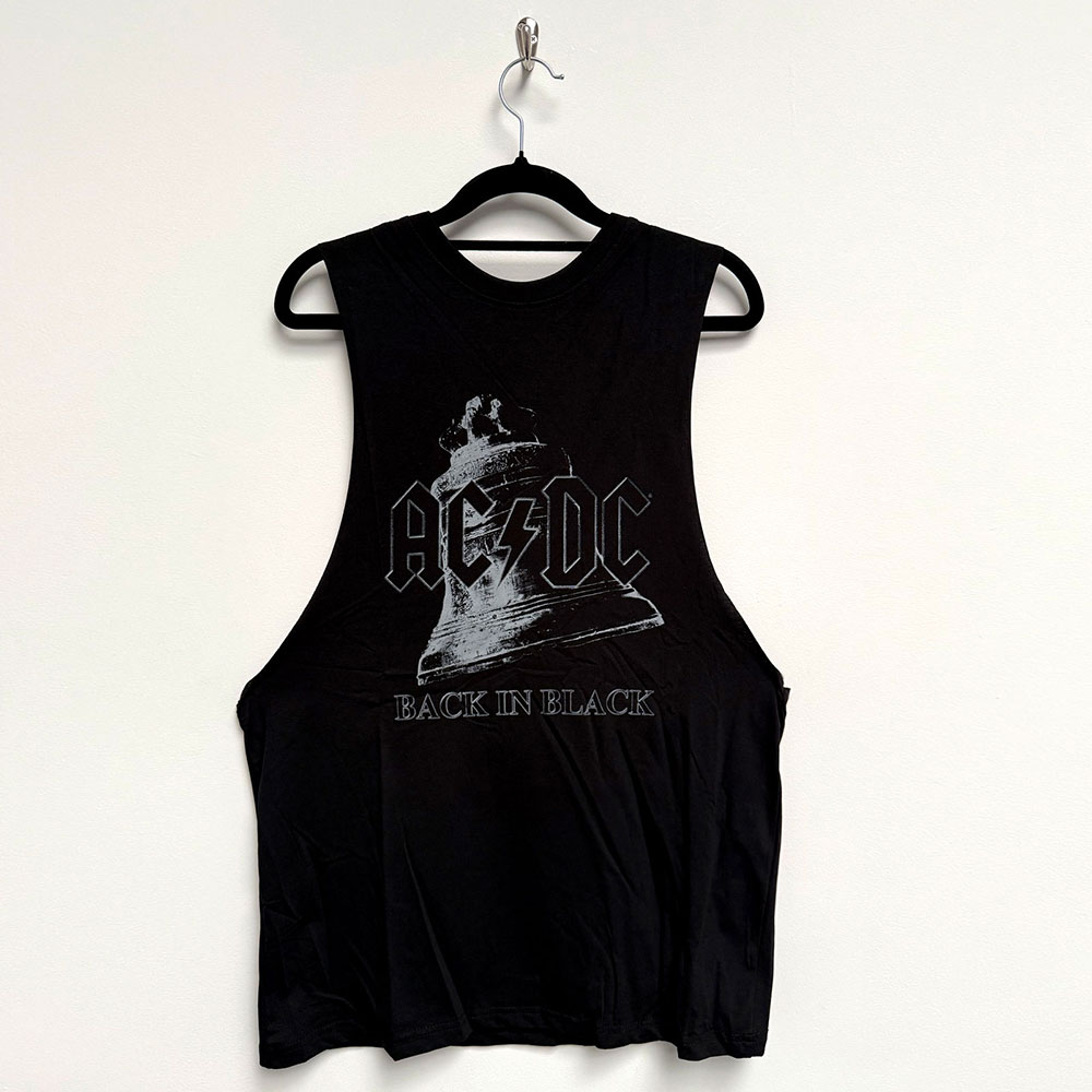 AC/DC Unisex Vest T-Shirt: Back In Black Bell (Black) (XX-Large)