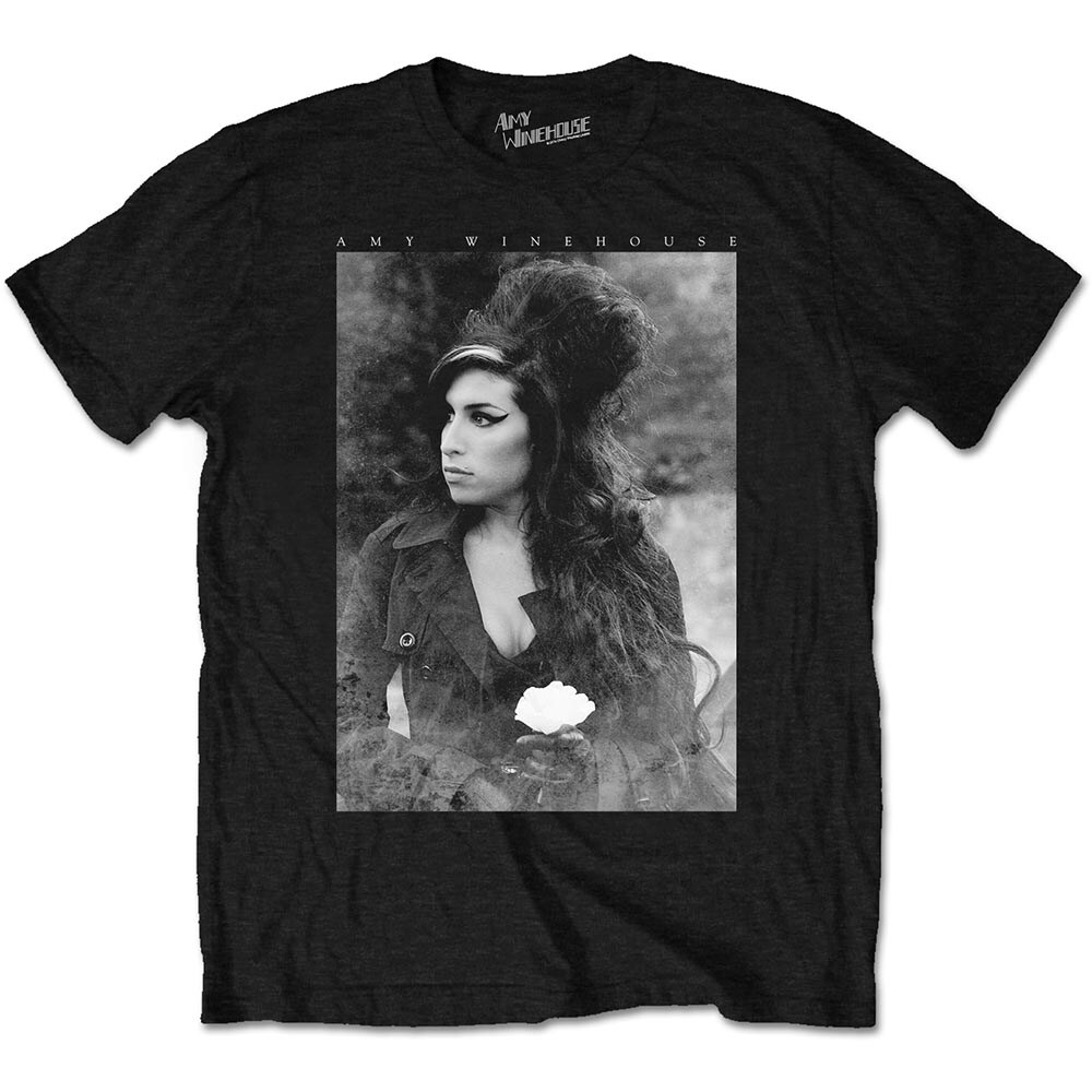 Amy Winehouse Unisex T-Shirt: Flower Portrait (Medium) - 2