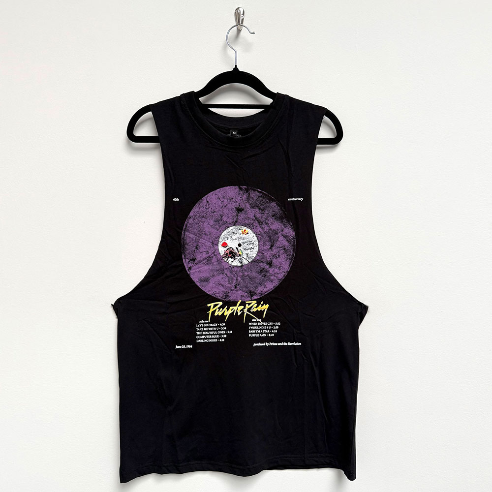 Prince Unisex Vest T-Shirt: Purple Rain Disc (Black) (XX-Large)