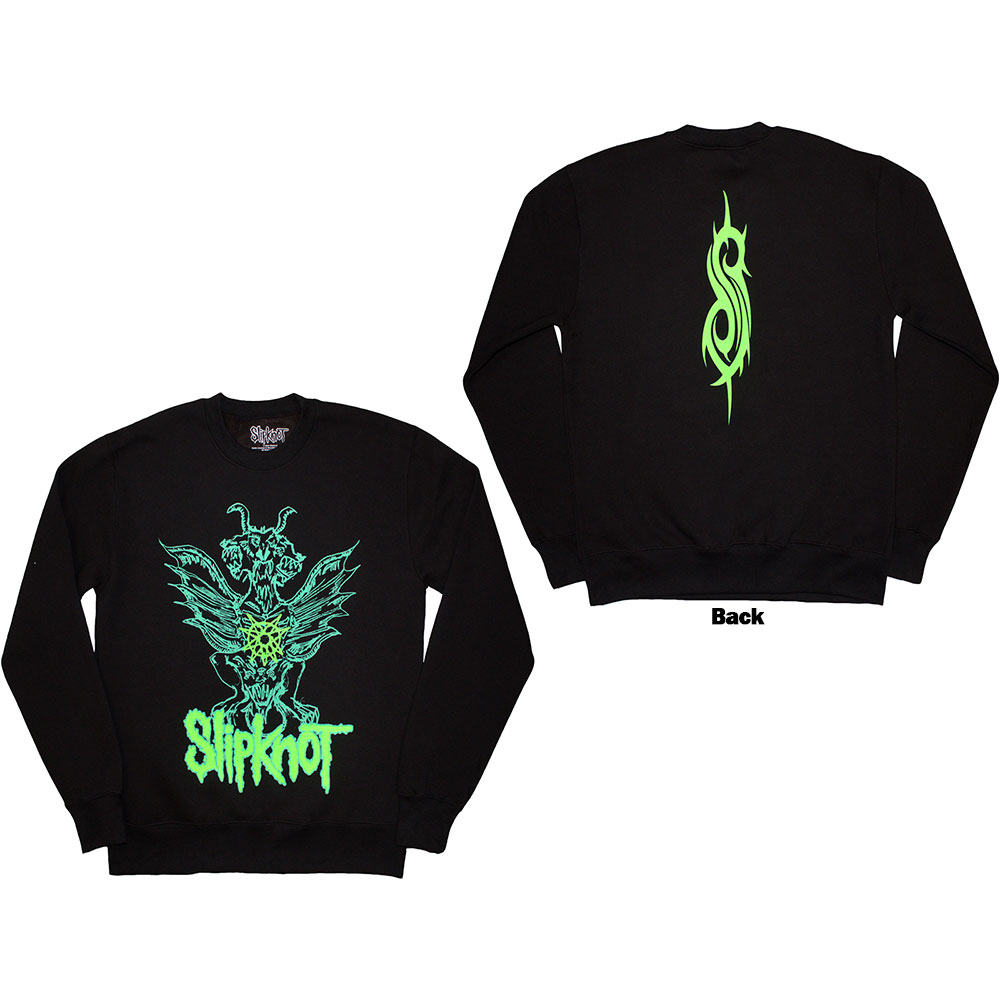 Slipknot Unisex Sweatshirt: Green Demon (Back Print & Oversized) (Medium)