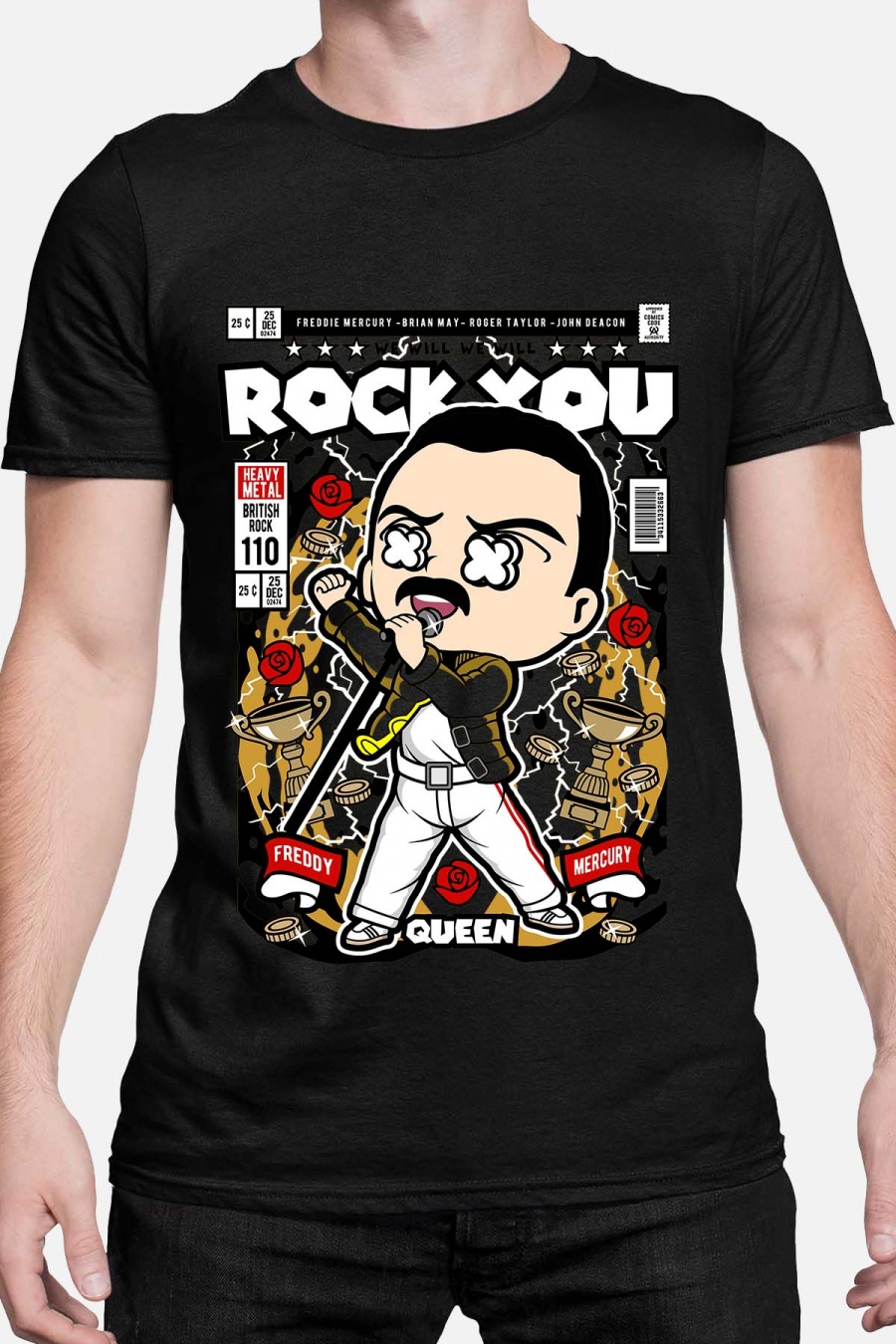 Queen unisex t-shirt: "Funko Freddie Mercury" - finns i flera färger - storlek XS-XXL
