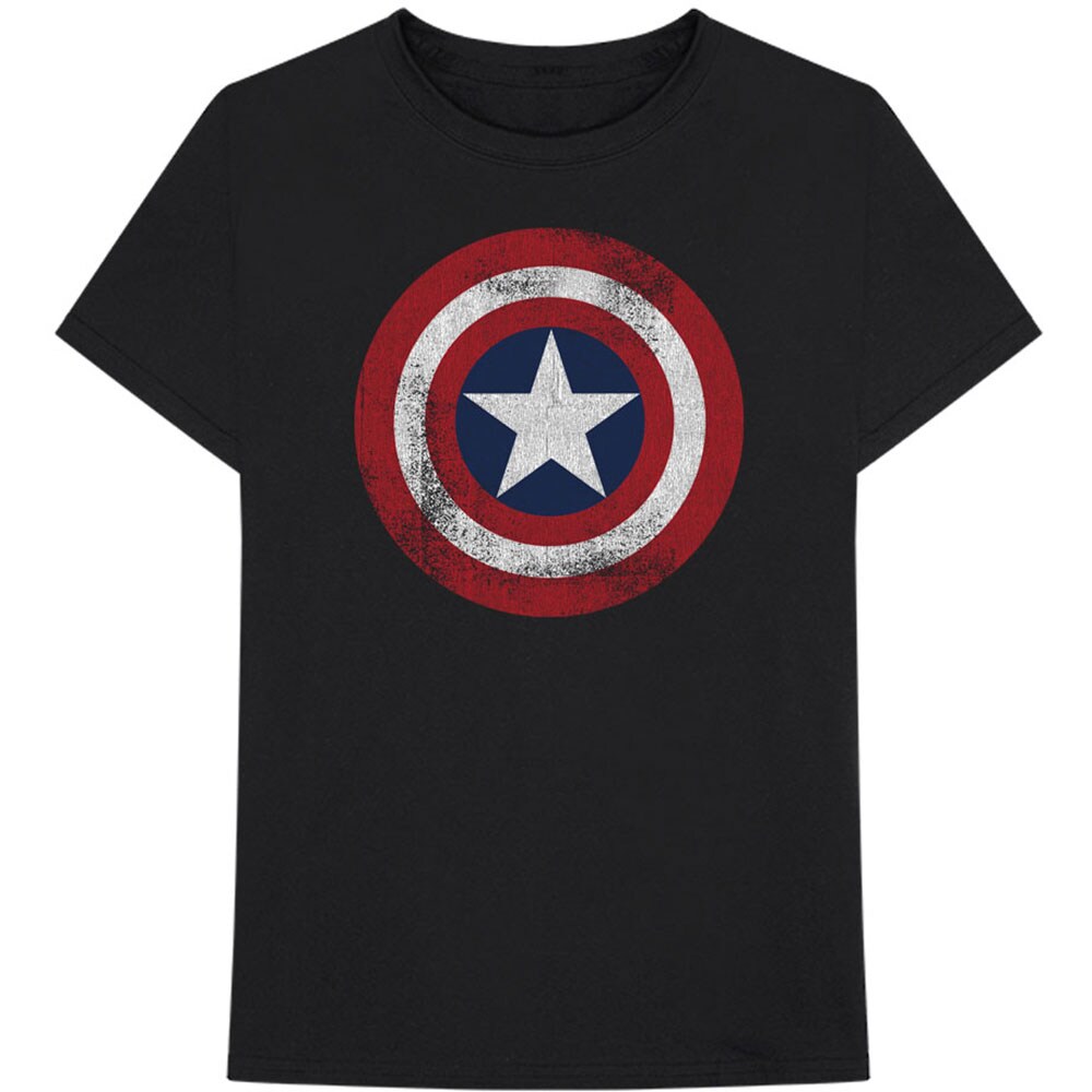 Marvel Comics Unisex T-Shirt: Captain America Distressed Shield (Medium)