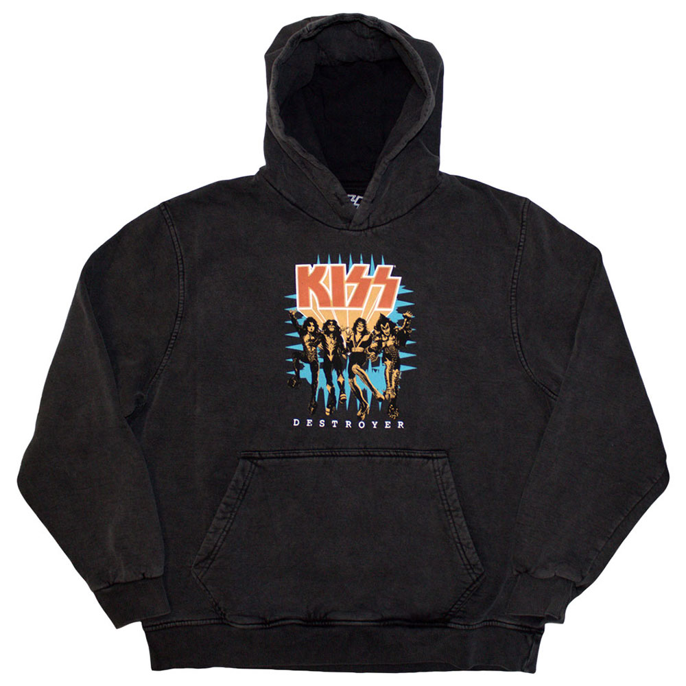 KISS Unisex Pullover Hoodie: Destroyer 3D Logo (Wash Collection) (X-Large)