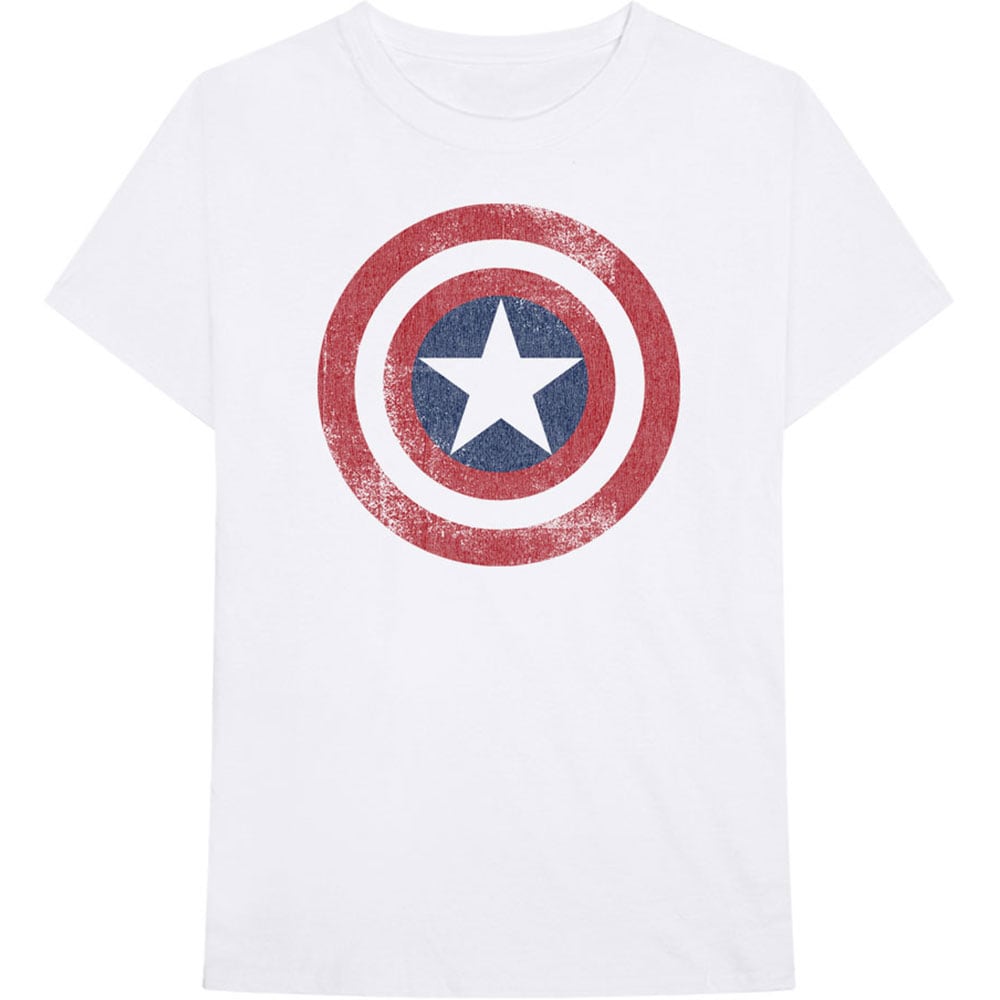 Marvel Comics Unisex T-Shirt: Captain America Distressed Shield (Medium)