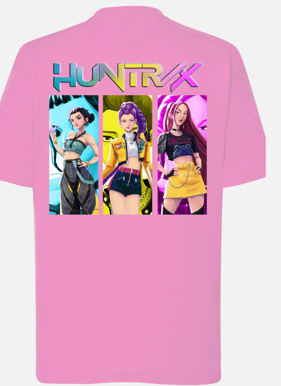 Huntrix Kpop Demon Hunters Lasten T-Paita - Trio - Vaaleanpunainen - 100% Puuvilla - Unisex