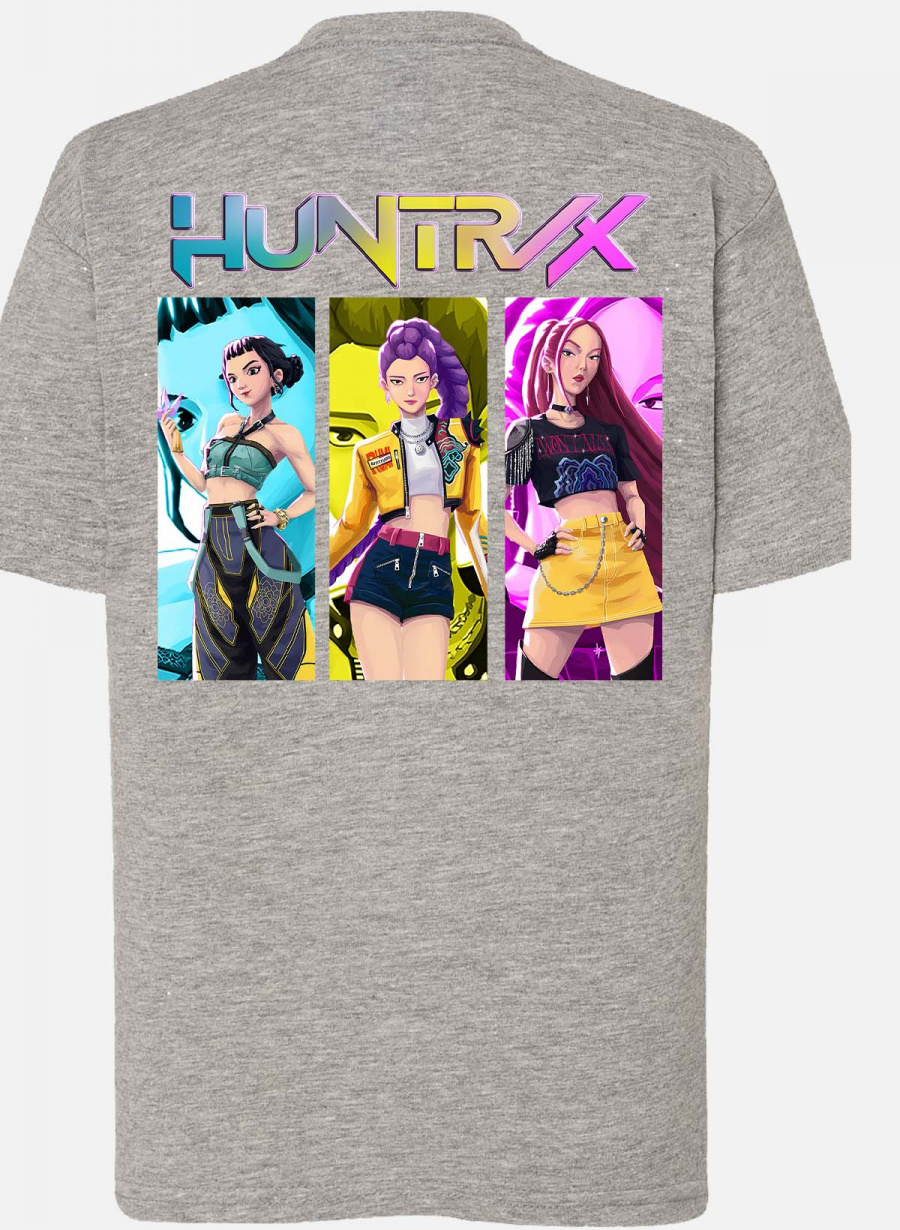 Huntrix Kpop Demon Hunters Lasten T-Paita - Trio - Harmaa - 100% Puuvilla - Unisex