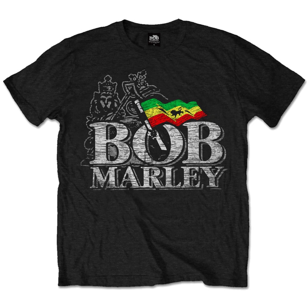 Bob Marley Unisex T-Shirt: Distressed Logo (Medium) - 2
