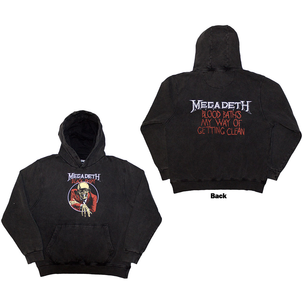 Megadeth Unisex Pullover Hoodie: Black Friday (Back Print & Wash Collection) (Small)