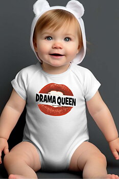 Baby body: "Drama Queen" - white - size 12-24 months