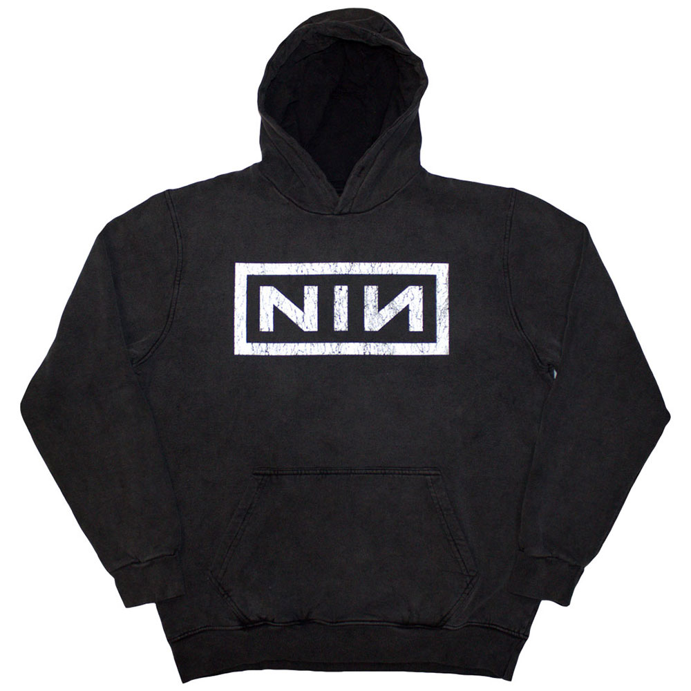 Nine Inch Nails Unisex Pullover Hoodie: Classic Logo (Wash Collection) (Small)