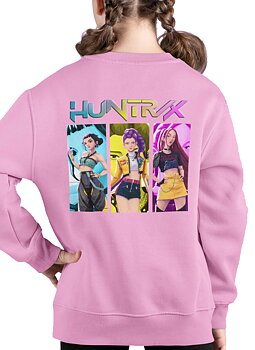 Huntrix Kpop Demon Hunters Barn Sweatshirt - Trio - Rosa - Unisex