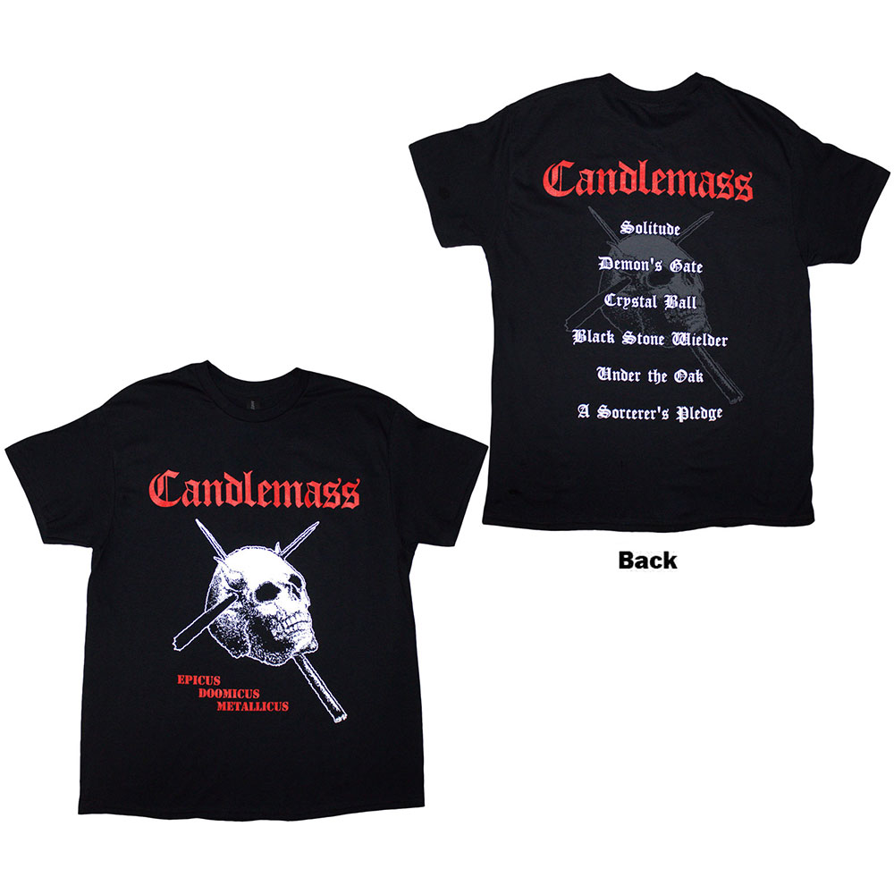 Candlemass Unisex T-Shirt: Epicus Doomicus Metallicus (Black) (Back Print) (XX-Large)
