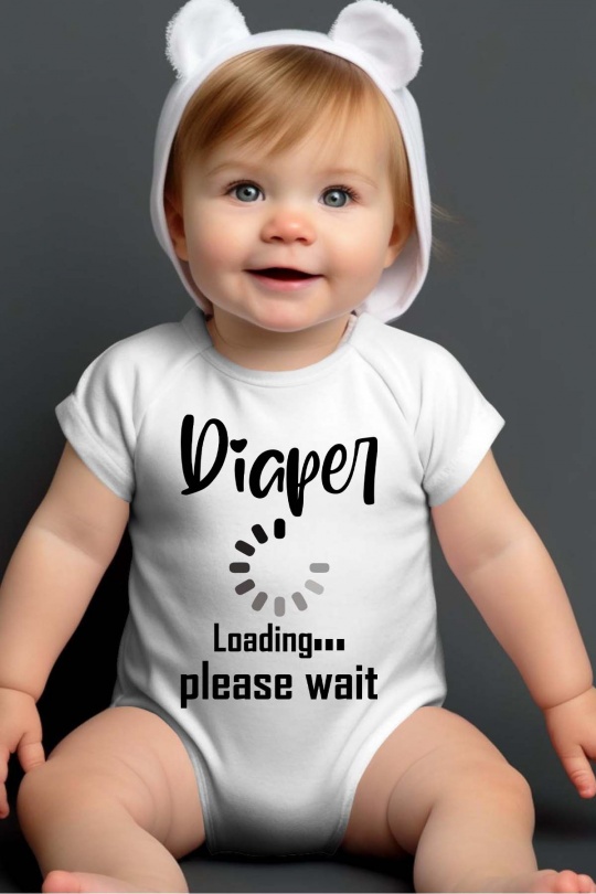 Baby body: "Diaper Loading" - white - size 12-24 months