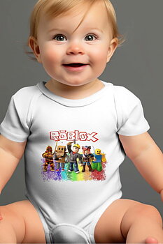 Roblox baby body: "Rob's Friends" - vit - storlek 6-9 månader