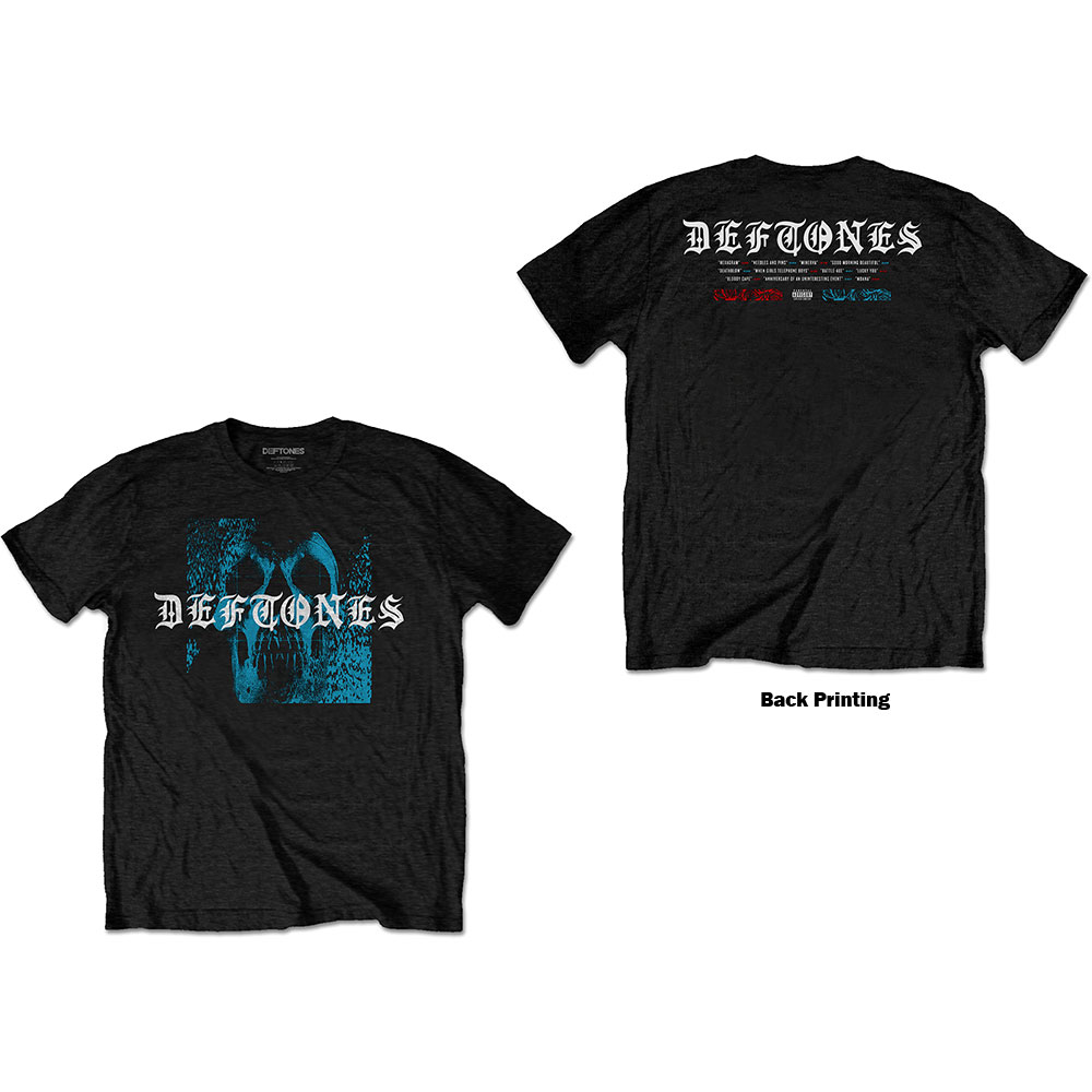 Deftones Unisex T-Shirt: Static Skull (Back Print) (Small)