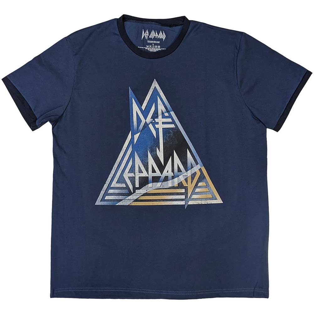 Def Leppard Unisex Ringer T-Shirt: Triangle Logo (Small)