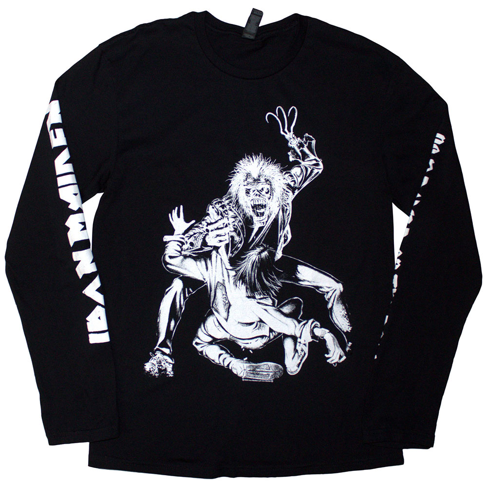 Iron Maiden Unisex Long Sleeve T-Shirt: No Prayer Claw Isolated (Black) (Sleeve Print) (Medium)