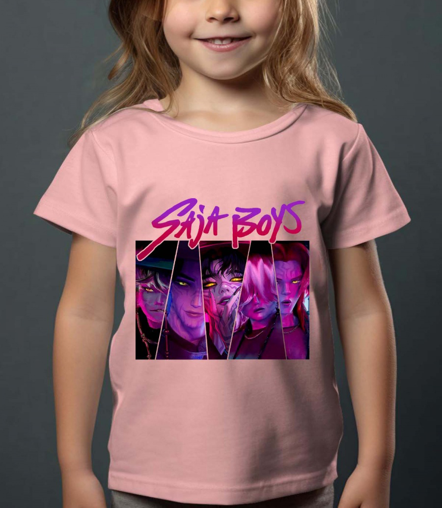 Saja Boys Kpop Demon Hunters Barn T-shirt - Triangle - Rosa - 100% Bomull