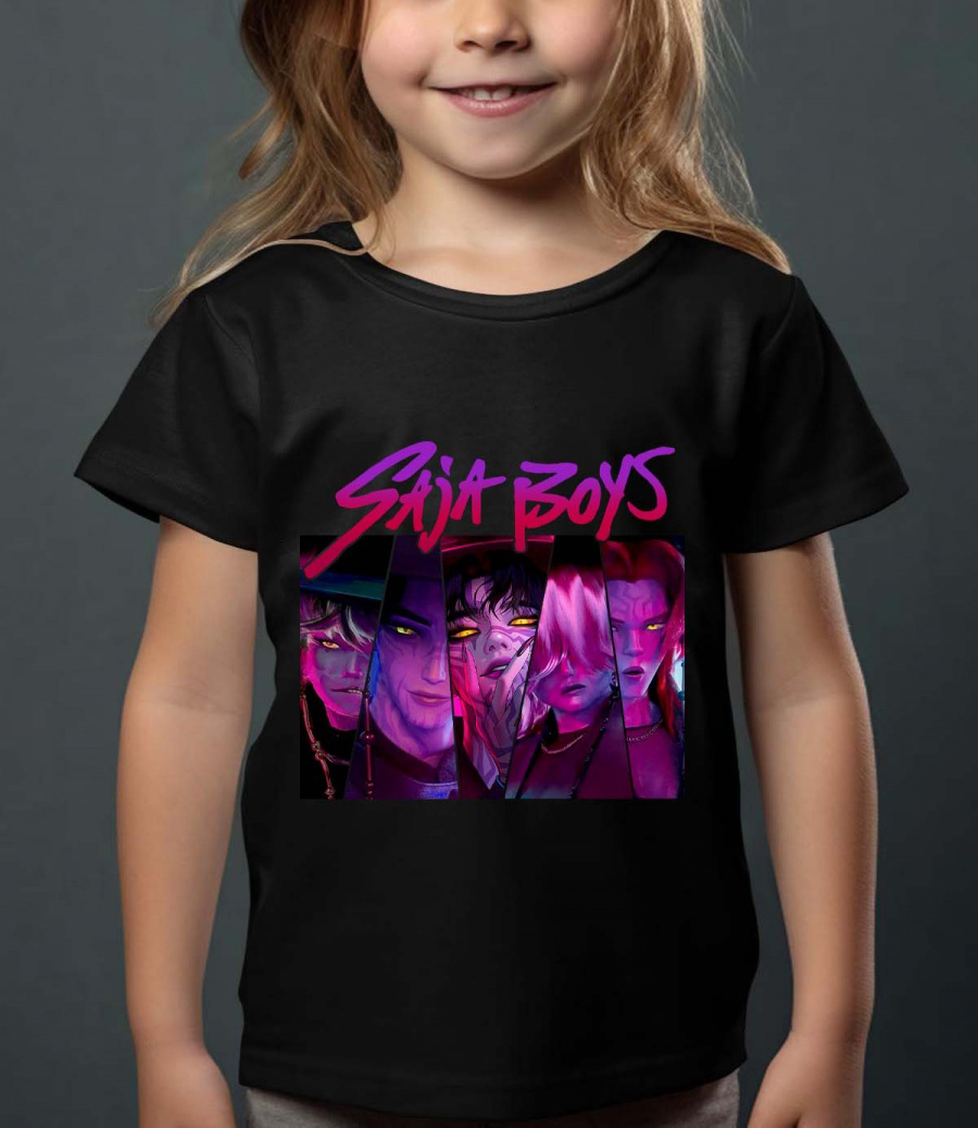 Saja Boys Kpop Demon Hunters Lasten T-paita - Triangle - Musta - 100% Puuvilla