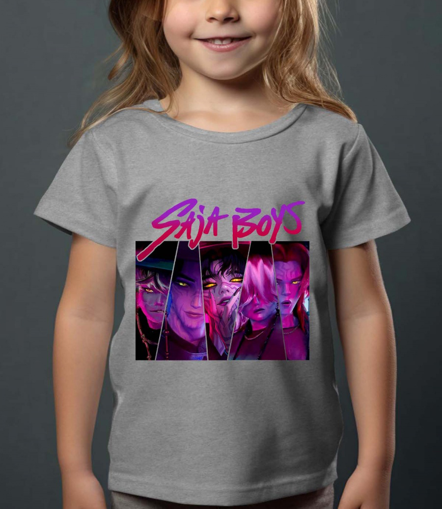 Saja Boys Kpop Demon Hunters Lasten T-paita - Triangle - Harmaa - 100% Puuvilla